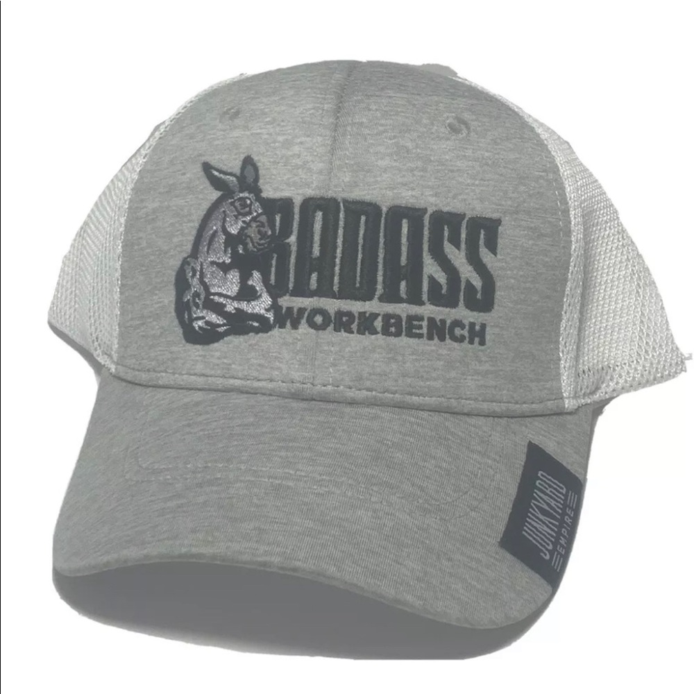 badass workbench hat new SnapBack Junkyard Empire White & Gray Baseball Dad Hat